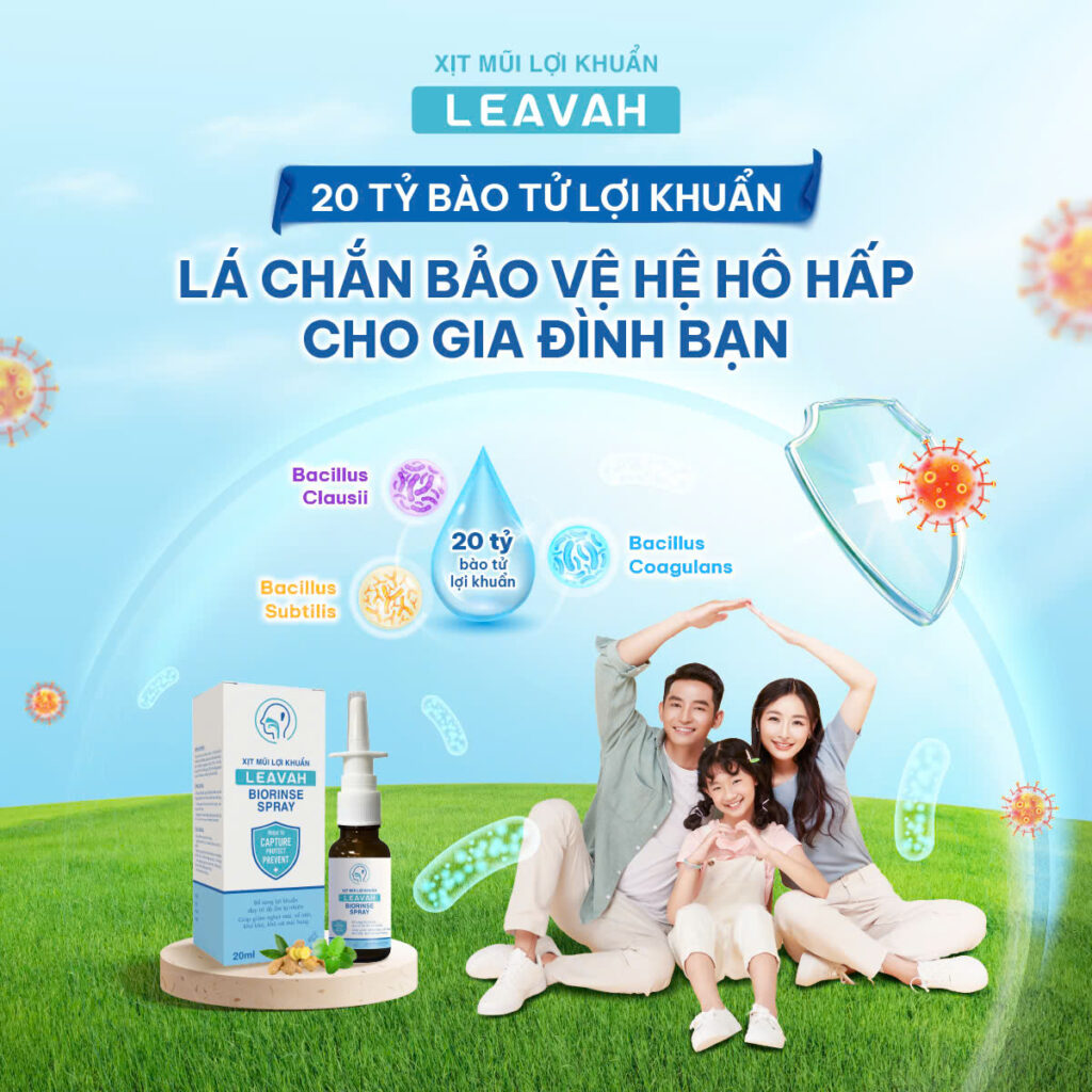 Sử dụng xịt mũi họng lợi khuẩn Leavah Biorise Spray giúp cải thiện và phòng ngừa bệnh đường hô hấp hiệu quả