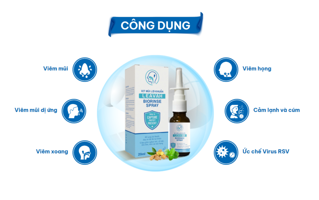 Xịt mũi họng lợi khuẩn Leavah Biorinse Spray giúp cải thiện và phòng ngừa vấn đề về hô hấp